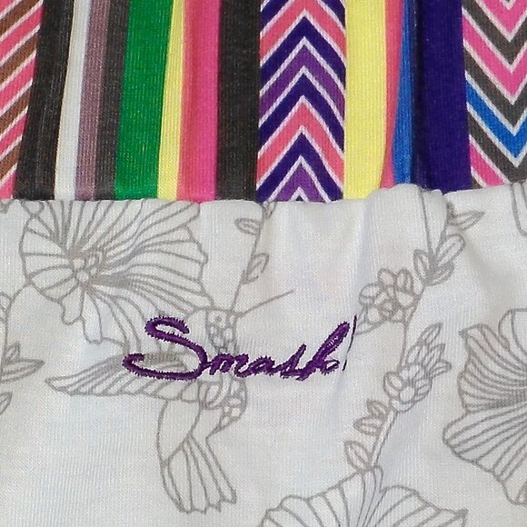 Smash Womens Boho Floral Print Elastic Waist Skirt Purple Black Trim Size M - Picture 7 of 11